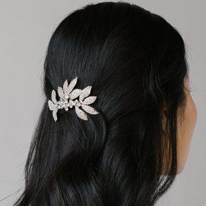 Jennifer Behr Silver Tone Anissa Crystal Embellished Comb - Bridal Hair Piece